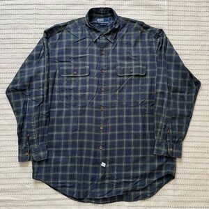 Vintage 90s polo Ralph Lauren dark green cotton button up shirt
